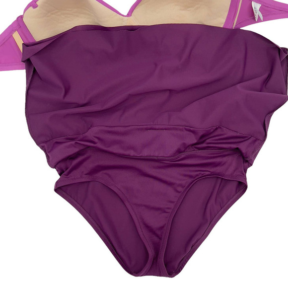 J. Crew Swimsuit Bikini Top Swim Skirt Bottoms Purple Color Block | 32D / Small - Picture 9 of 12
